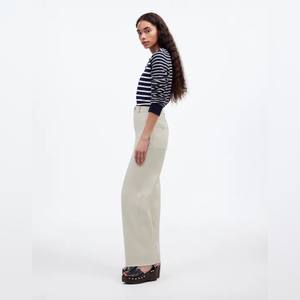 NWT The Emmett Wide-Leg Full Length Jean: Patch Pocket Edition size 33 cream